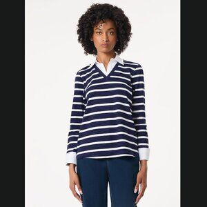 NWT Jones New York: Striped Collared Twofer Layered-Look Top